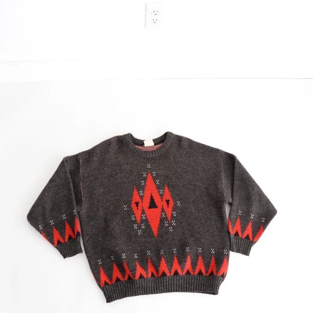 Vintage Pause Brown Red Wool Knit Grandpa Crew Neck Men's Large Unisex - Picture 13 of 13